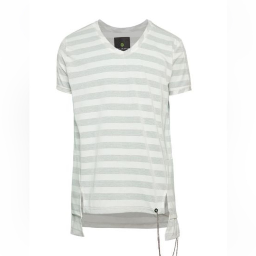 NWT RON TOMSON
Striped Streetwear Chains V-Neck Step‎ Hem T-Shirt 3XL